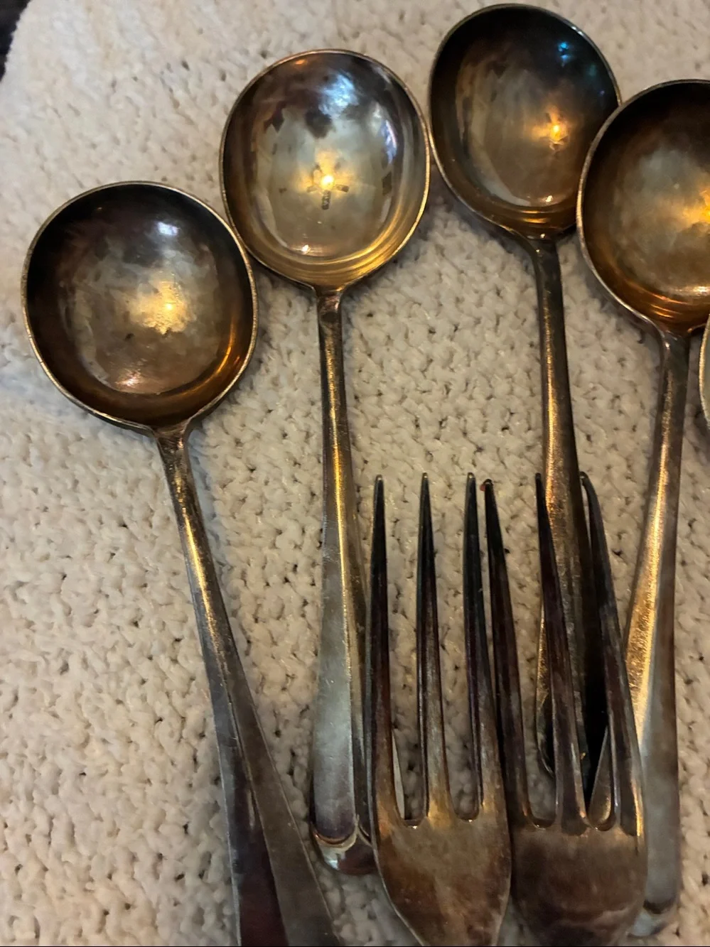 Vintage Worcester Silver Co. England. Silver-Plated Soup Spoons and Forks